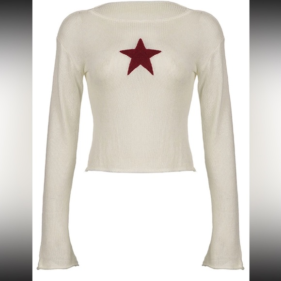 white see through top with star on chest area. Cute & the knitting is top notch - Picture 1 of 3